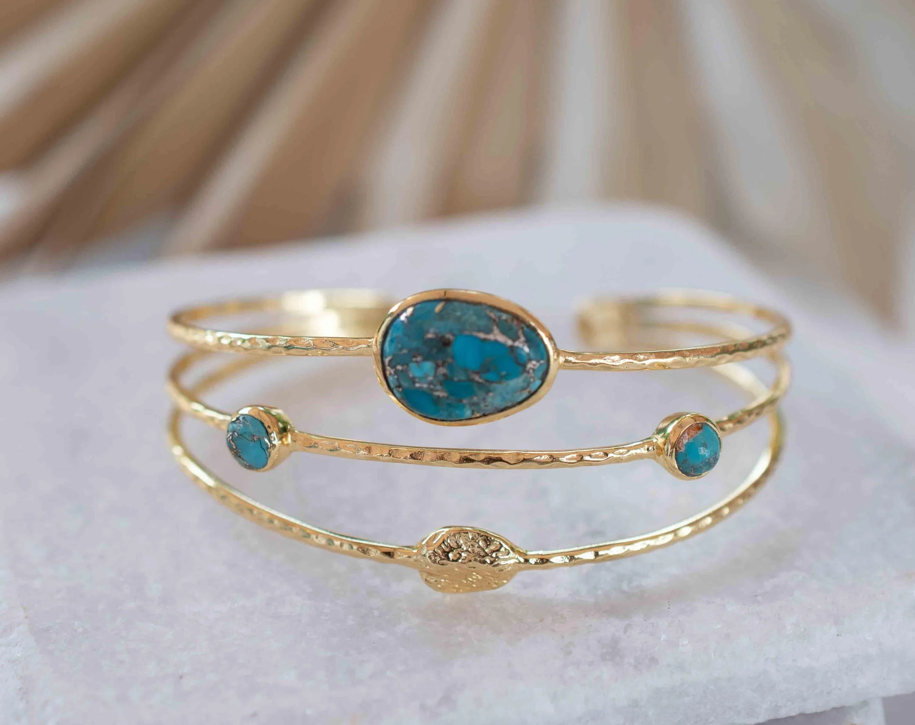 Copper Turquoise ~ Adjustable Bracelet ~ Gold Plated 18k ~ MB049