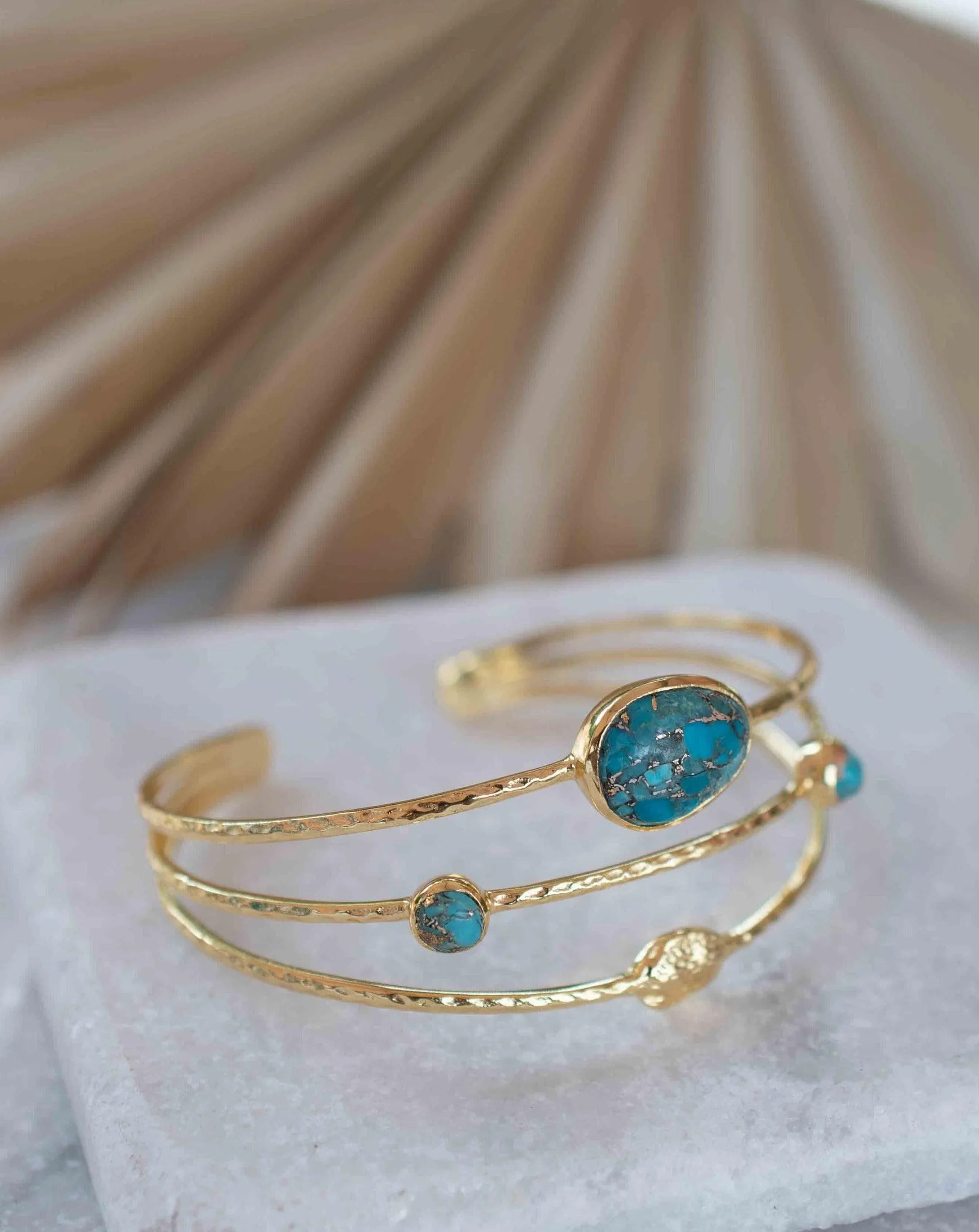 Copper Turquoise ~ Adjustable Bracelet ~ Gold Plated 18k ~ MB049