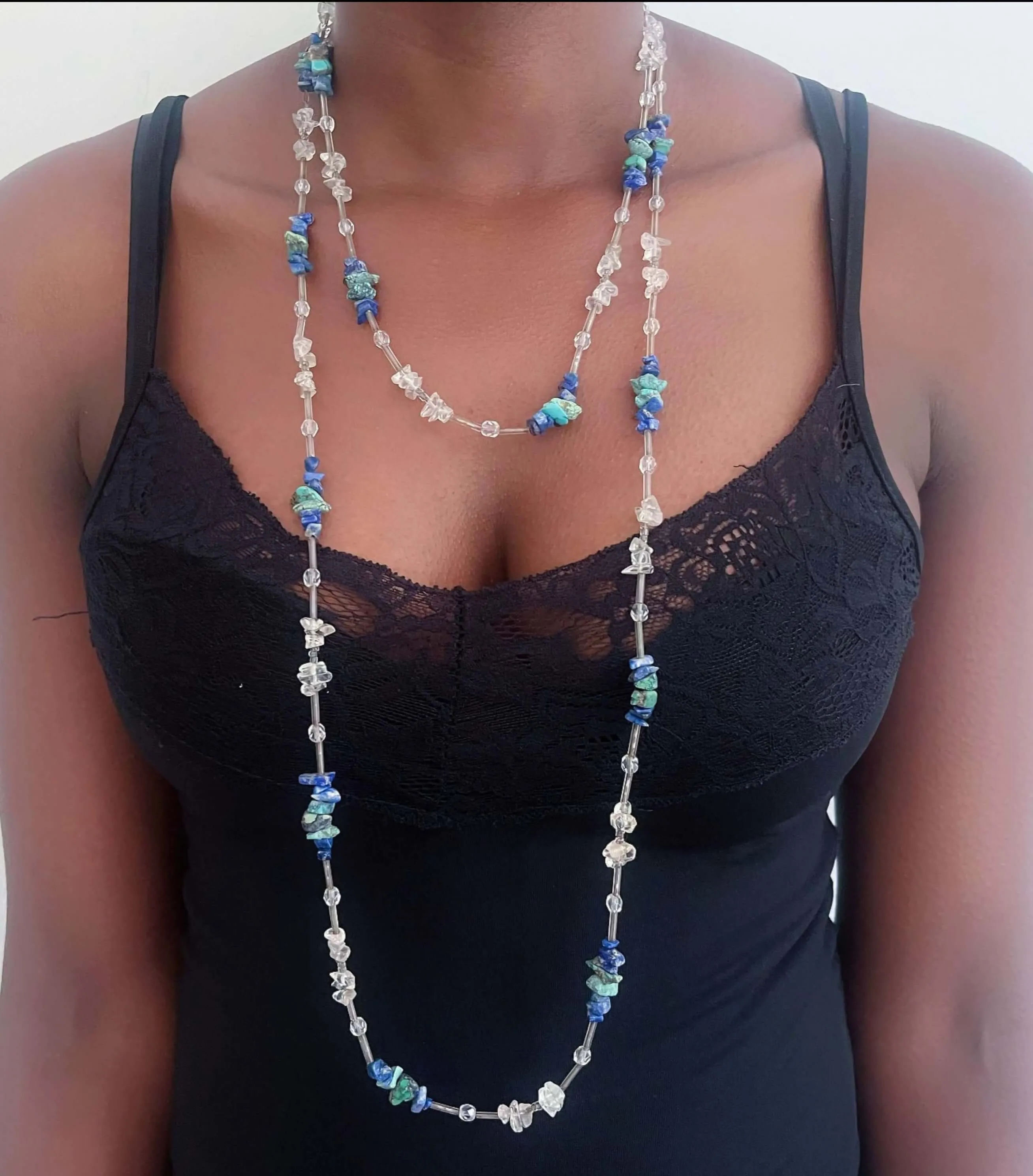 Crystal and Lapis-Lazuli Beaded Necklace