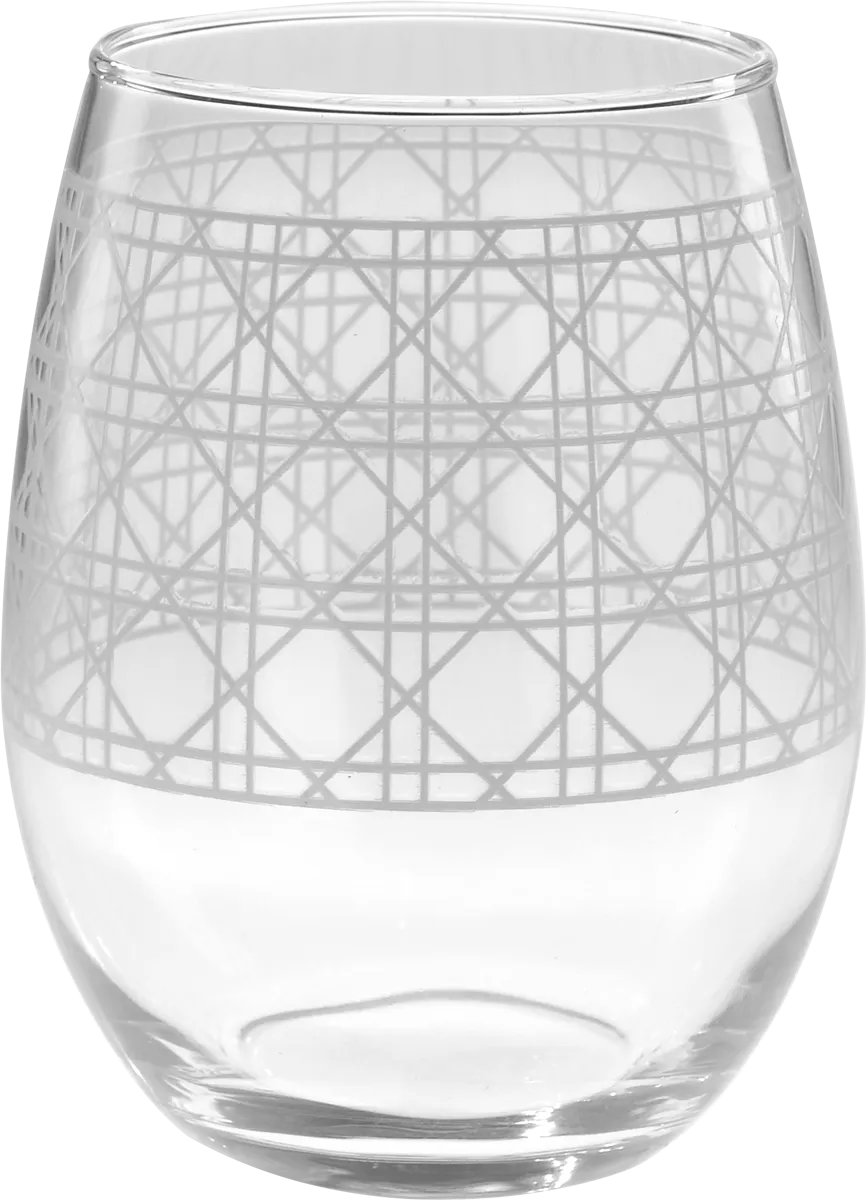 Culver Cane Embossed Stemless Wine Set of 2