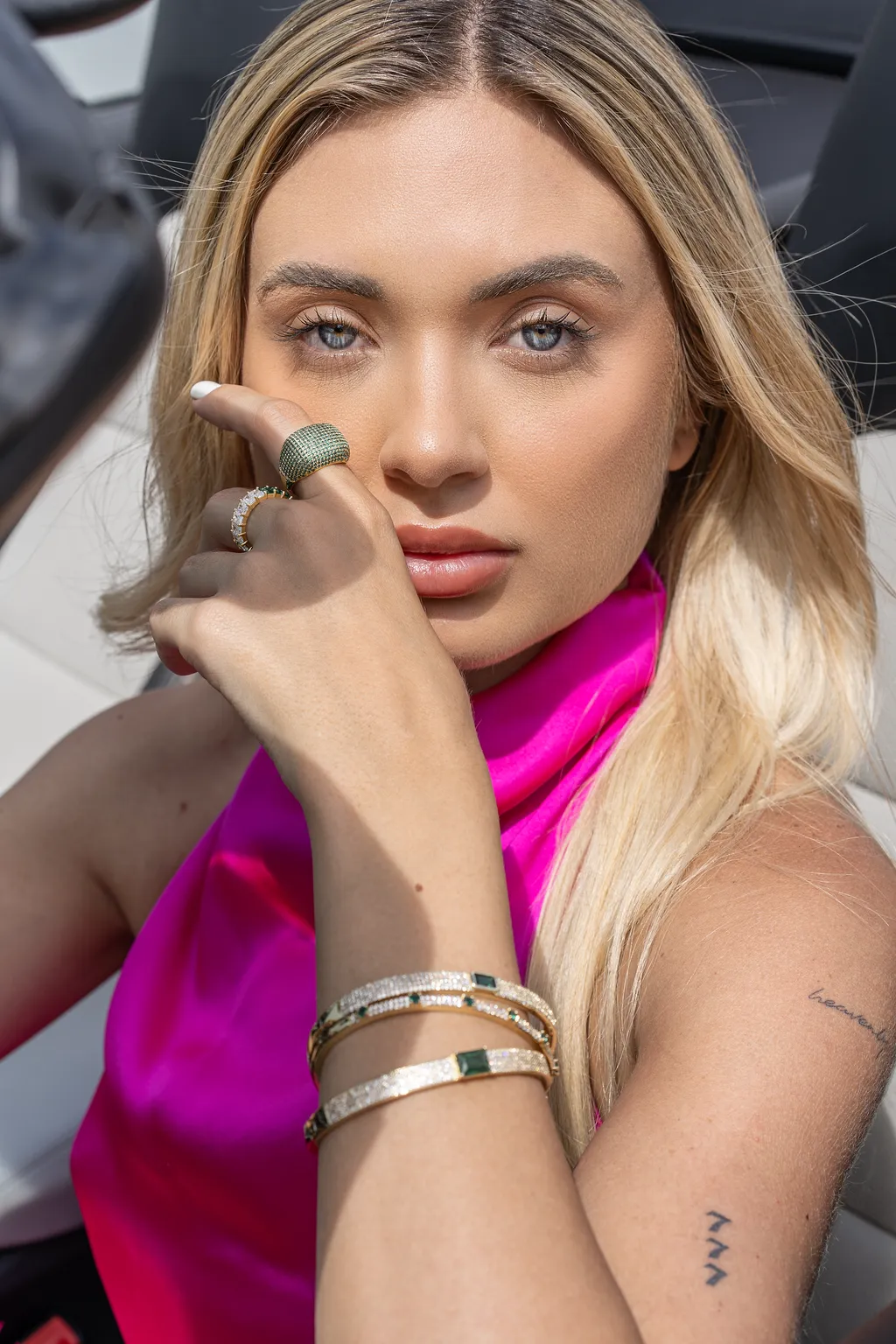 CZ Paved Stone Bangle Bracelet (B118)(B118A)