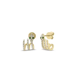 Diamond & Emerald Snake Crawler Earrings