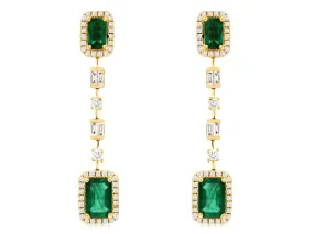 Emerald & Diamond Dangle Earrings