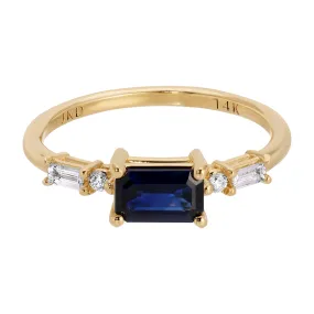 Emerald Cut Blue Sapphire Etude Ring (ready to ship option)*
