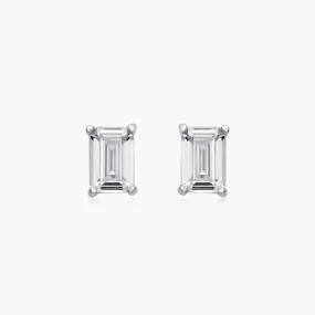 Emerald Cut Studs (Pair) - Sterling Silver