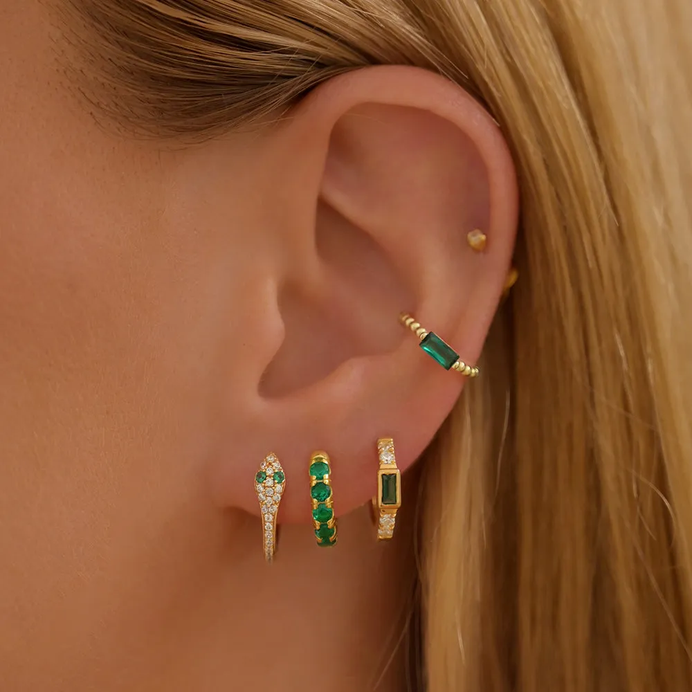 Emerald French Pave Hoops