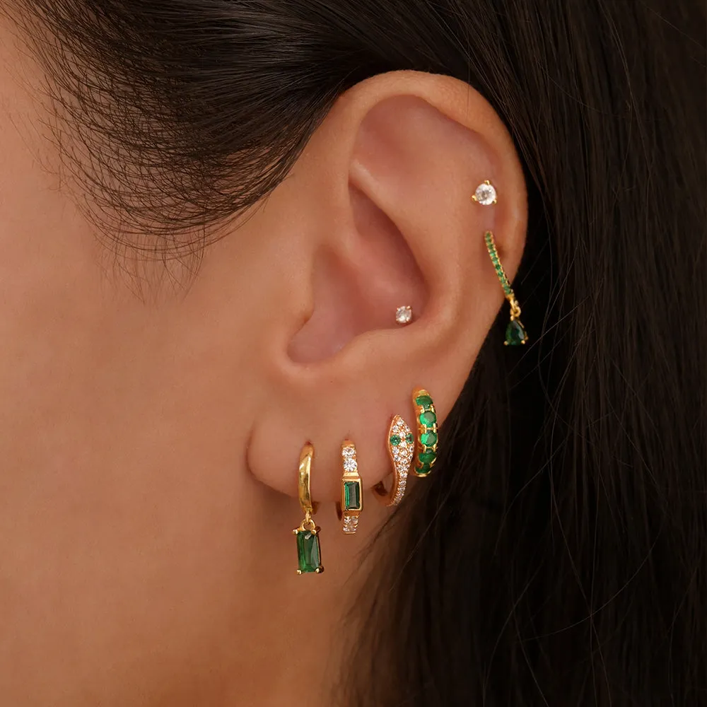 Emerald French Pave Hoops