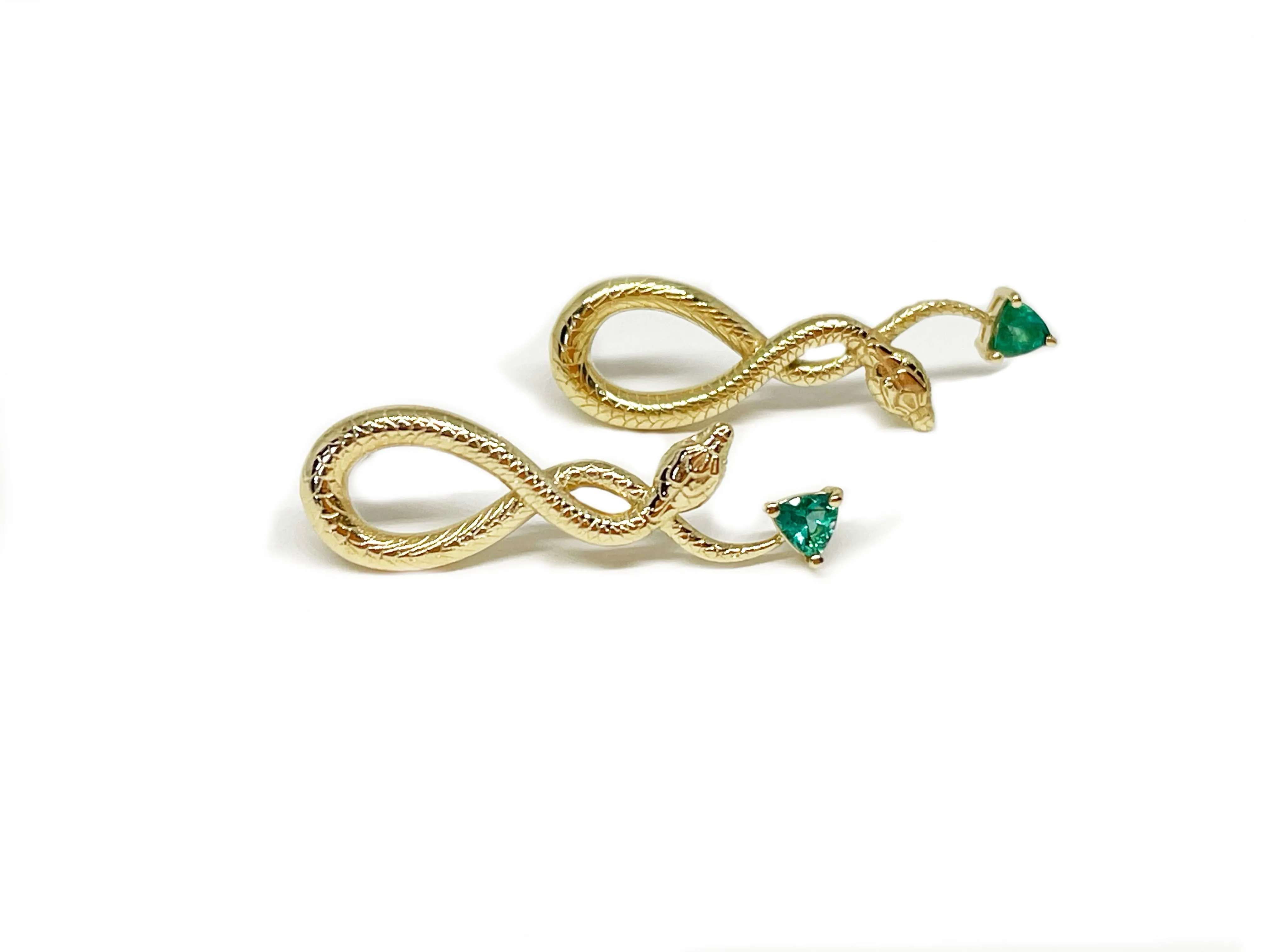Emerald Hanging Snake Earrings