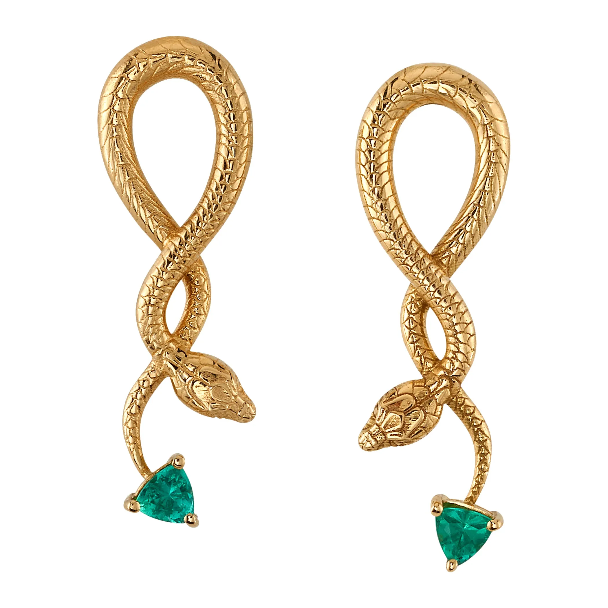 Emerald Hanging Snake Earrings