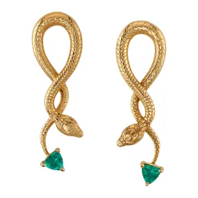 Emerald Hanging Snake Earrings