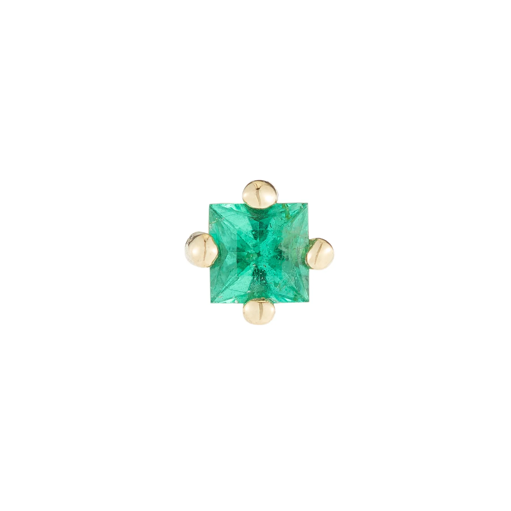 Emerald Princess Cut Stud (Single) (ready to ship option)*