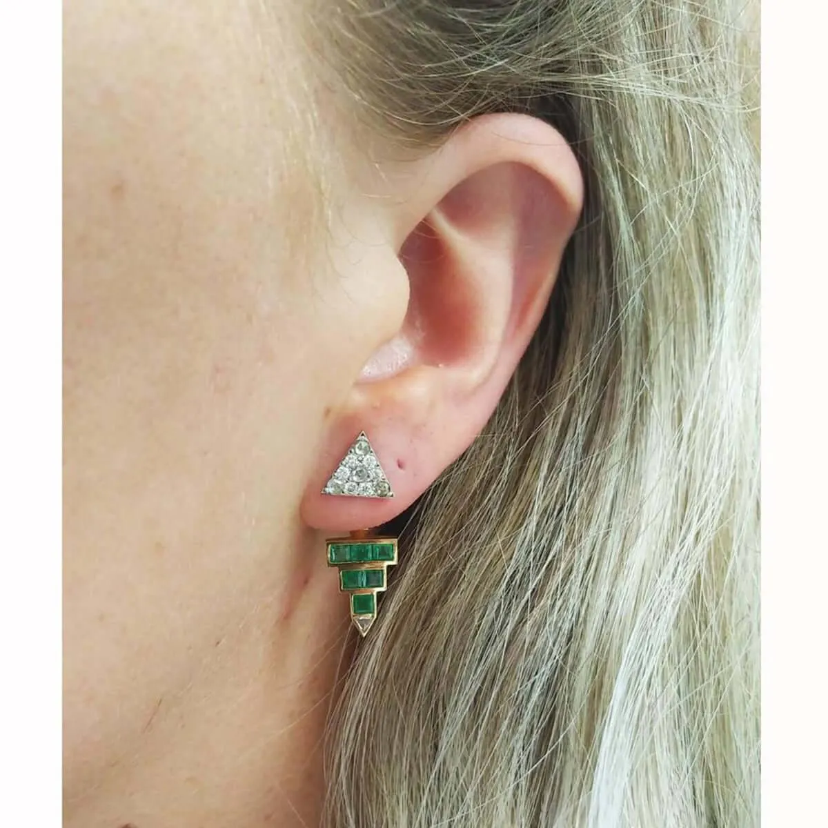 Emerald Pyramid Studs