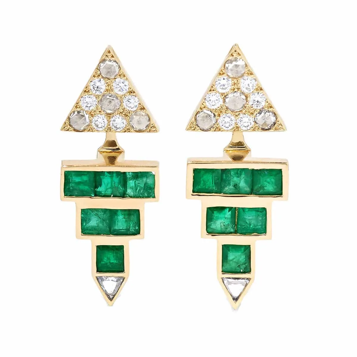 Emerald Pyramid Studs