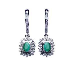 Emerald Regal Silver Earrings