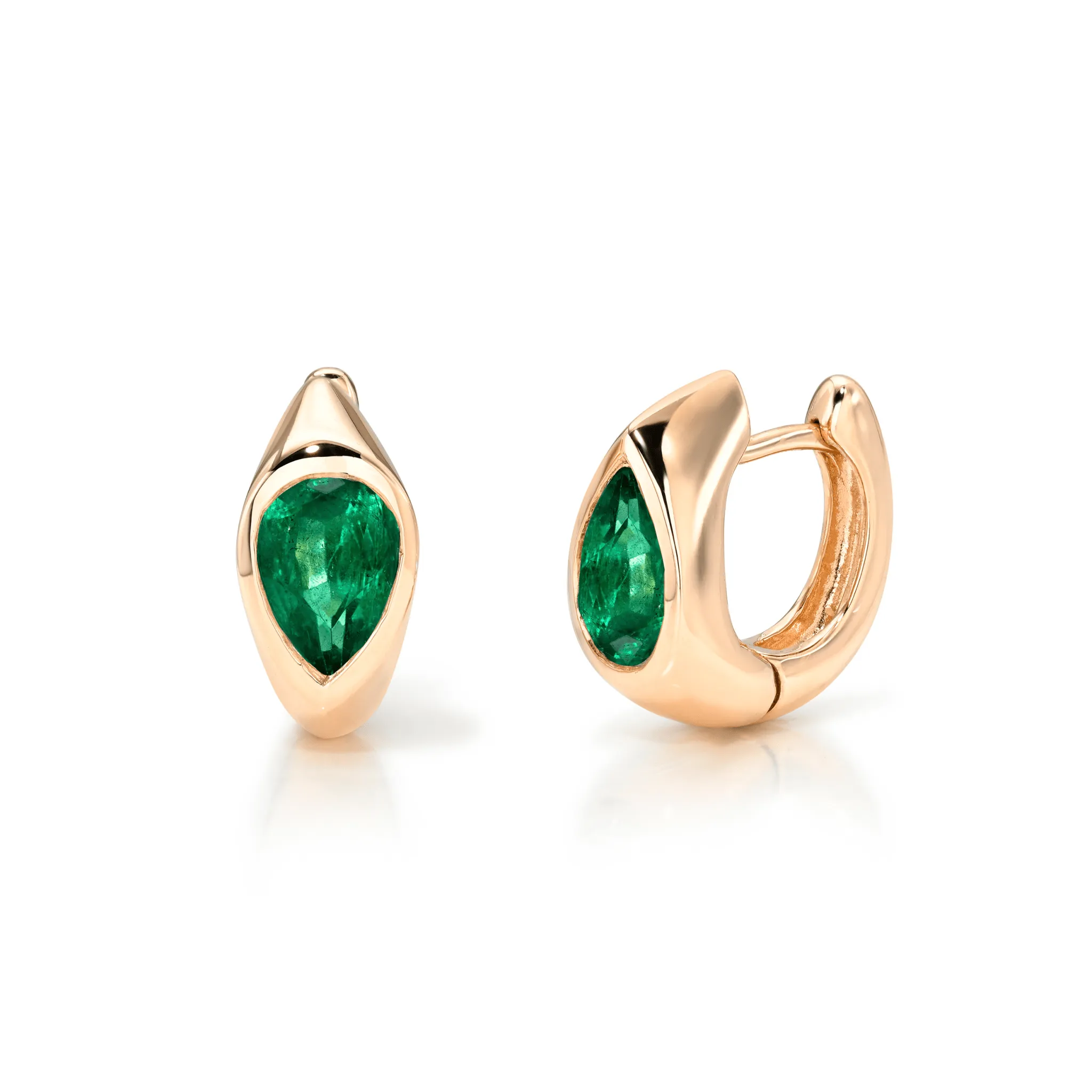 Emerald Reverse Pear Hoops