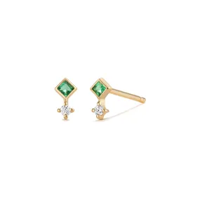 EMMIE |  Emerald and Diamond Studs