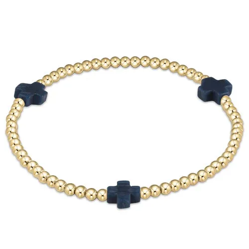 enewton Extends - signature cross gold pattern 3mm bead bracelets