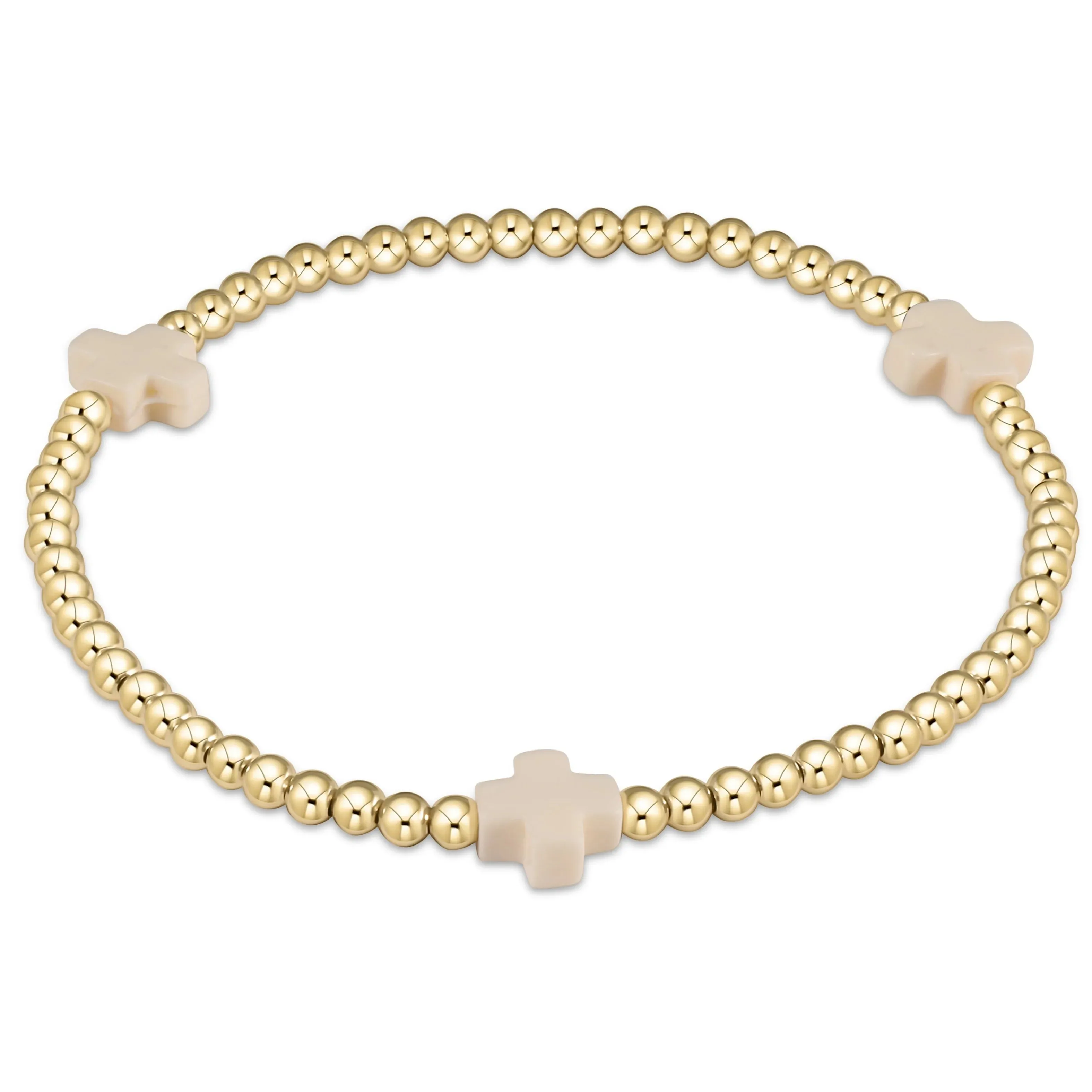 enewton Extends - signature cross gold pattern 3mm bead bracelets