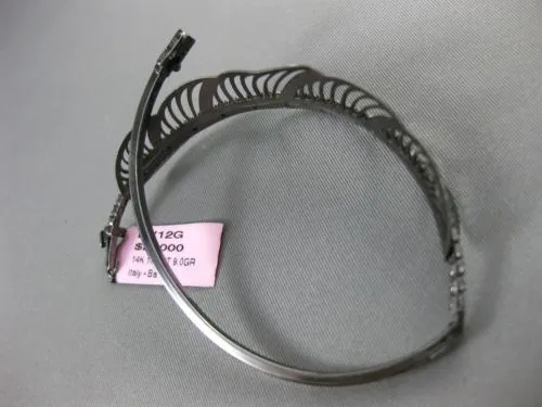 ESTATE 1.25CT DIAMOND 14KT BLACK GOLD 3D MULTI LEAF HANDCRAFTED BANGLE BRACELET