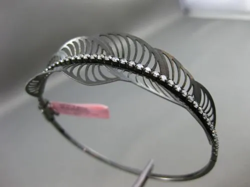ESTATE 1.25CT DIAMOND 14KT BLACK GOLD 3D MULTI LEAF HANDCRAFTED BANGLE BRACELET