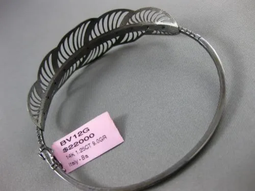 ESTATE 1.25CT DIAMOND 14KT BLACK GOLD 3D MULTI LEAF HANDCRAFTED BANGLE BRACELET