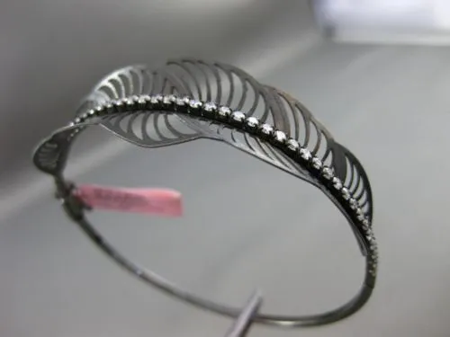 ESTATE 1.25CT DIAMOND 14KT BLACK GOLD 3D MULTI LEAF HANDCRAFTED BANGLE BRACELET