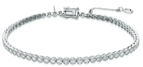 ESTATE 1.49CT DIAMOND 14KT WHITE GOLD 3D ROUND FILIGREE MILGRAIN TENNIS BRACELET