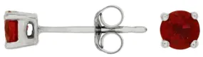 ESTATE .65CT AAA RUBY 14KT WHITE GOLD ROUND 3D CLASSIC CIRCULAR STUD EARRINGS