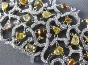 ESTATE EXTRA LARGE 17.10CT WHITE & FANCY INTENSE MULTI DIAMOND 18K GOLD BRACELET