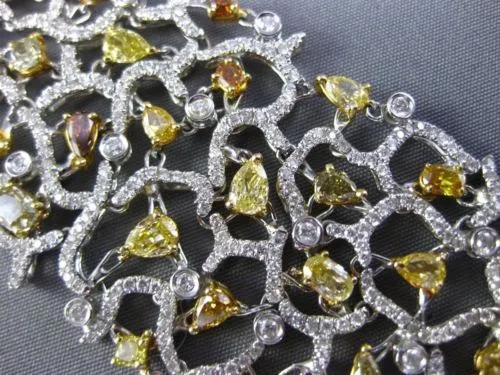 ESTATE EXTRA LARGE 17.10CT WHITE & FANCY INTENSE MULTI DIAMOND 18K GOLD BRACELET