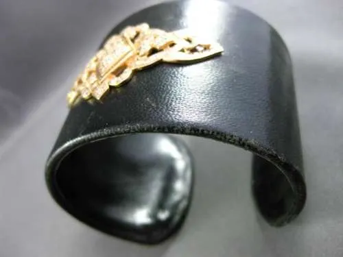 ESTATE LARGE 1.98CT DIAMOND 18KT ROSE GOLD 3D FILIGREE LEATHER BANGLE BRACELET
