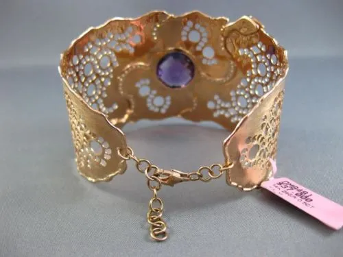 ESTATE LARGE 7.50CT DIAMOND & AAA AMETHYST 14K ROSE GOLD 3D CUFF BANGLE BRACELET