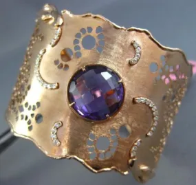 ESTATE LARGE 7.50CT DIAMOND & AAA AMETHYST 14K ROSE GOLD 3D CUFF BANGLE BRACELET