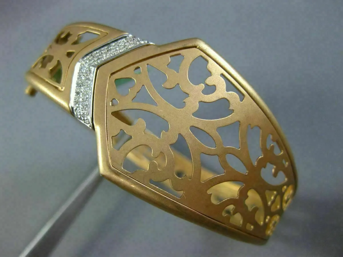 ESTATE WIDE .26CT DIAMOND 18KT ROSE GOLD 3D TRIANGULAR BELT CUFF BANGLE BRACELET
