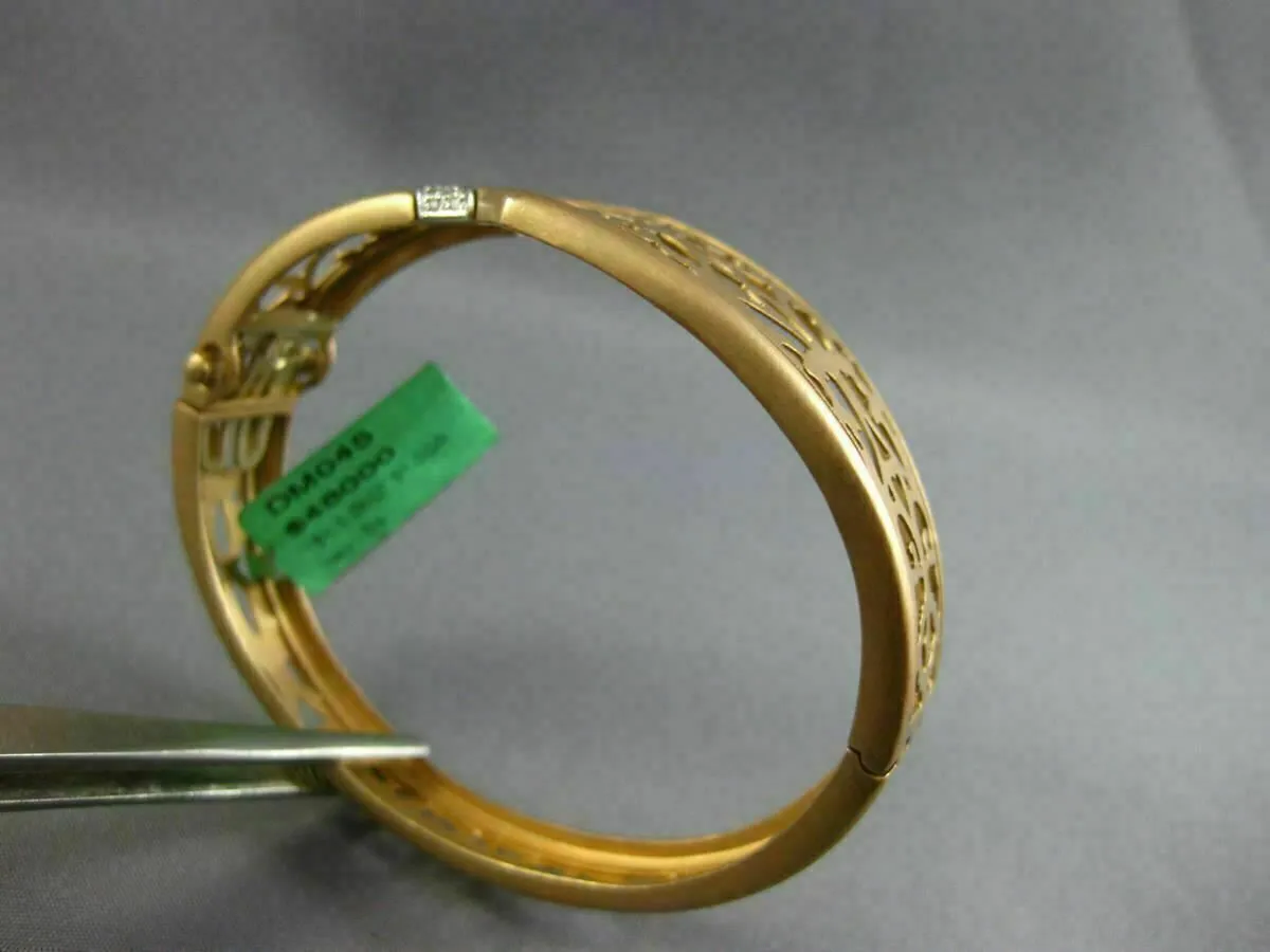 ESTATE WIDE .26CT DIAMOND 18KT ROSE GOLD 3D TRIANGULAR BELT CUFF BANGLE BRACELET