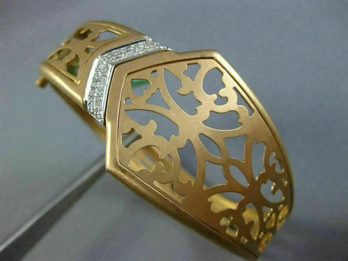 ESTATE WIDE .26CT DIAMOND 18KT ROSE GOLD 3D TRIANGULAR BELT CUFF BANGLE BRACELET