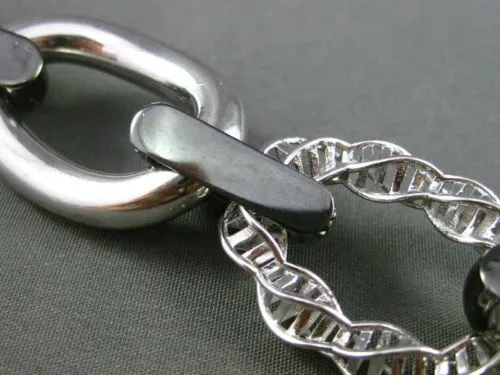 ESTATE WIDE & LONG 1.66CT DIAMOND 14K WHITE & BLACK GOLD 3D LINK TOGGLE BRACELET