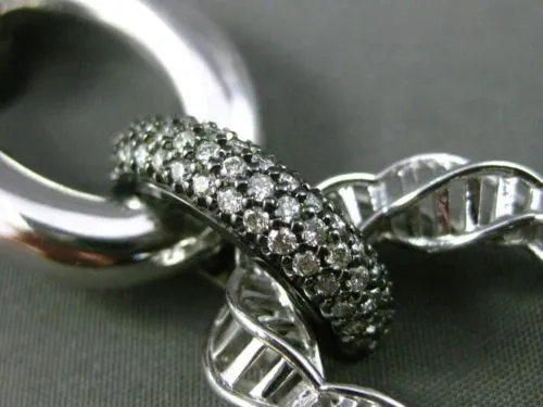 ESTATE WIDE & LONG 1.66CT DIAMOND 14K WHITE & BLACK GOLD 3D LINK TOGGLE BRACELET