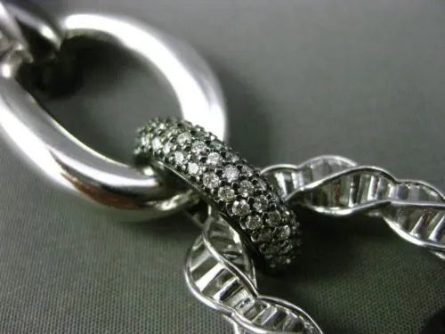 ESTATE WIDE & LONG 1.66CT DIAMOND 14K WHITE & BLACK GOLD 3D LINK TOGGLE BRACELET