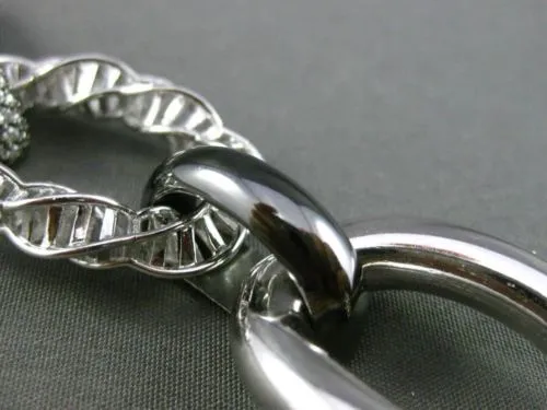 ESTATE WIDE & LONG 1.66CT DIAMOND 14K WHITE & BLACK GOLD 3D LINK TOGGLE BRACELET