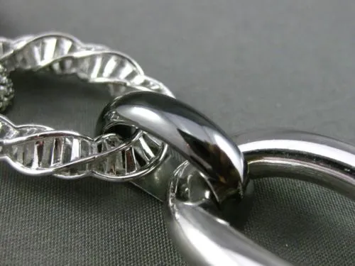 ESTATE WIDE & LONG 1.66CT DIAMOND 14K WHITE & BLACK GOLD 3D LINK TOGGLE BRACELET