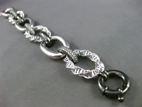 ESTATE WIDE & LONG 1.66CT DIAMOND 14K WHITE & BLACK GOLD 3D LINK TOGGLE BRACELET