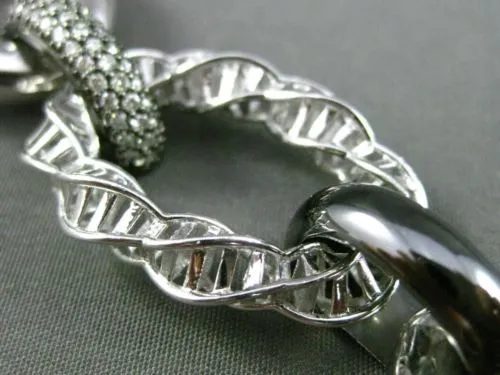 ESTATE WIDE & LONG 1.66CT DIAMOND 14K WHITE & BLACK GOLD 3D LINK TOGGLE BRACELET