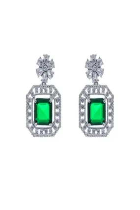 Eternal Emerald Drop CZ American Diamond Earrings