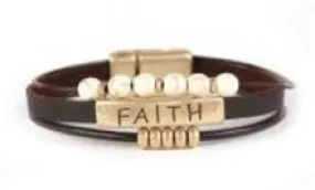 Faith Leather Layered Bracelet