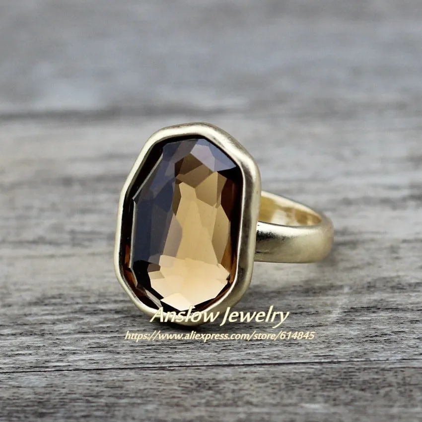 Fashion Jewelry Creative Design Big Irregular Crystal Finger Ring For Women Wedding Engagement