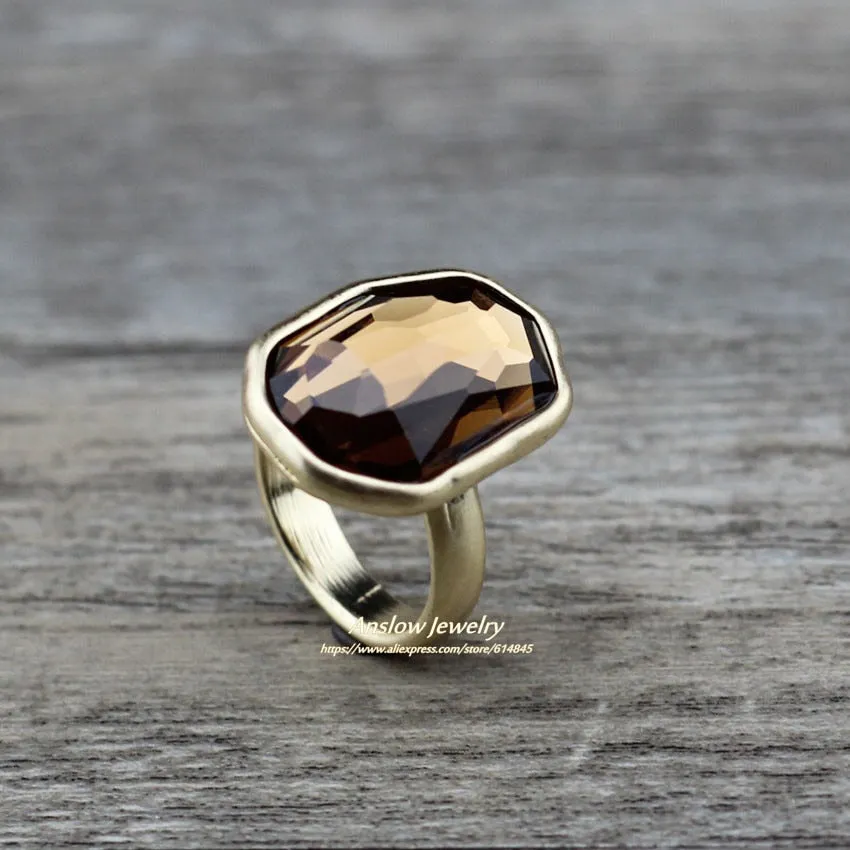 Fashion Jewelry Creative Design Big Irregular Crystal Finger Ring For Women Wedding Engagement