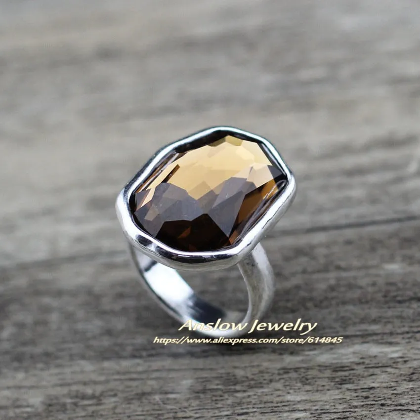 Fashion Jewelry Creative Design Big Irregular Crystal Finger Ring For Women Wedding Engagement
