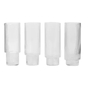 Ferm Living Ripple Long Drink Glasses - Set of 4