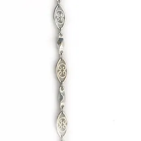 Filigree Station Link Silver Chain by the Inch (#3042)